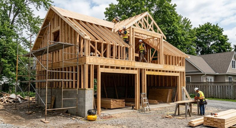 Two Story Garage Construction in Katy, TX